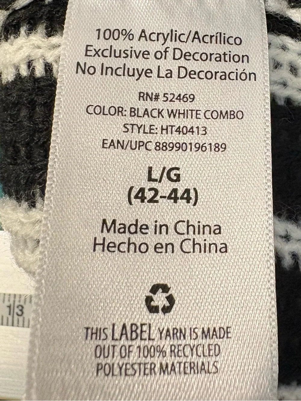 Holiday Time Fa La Llama ugly Christmas sweater llama black white festive large
